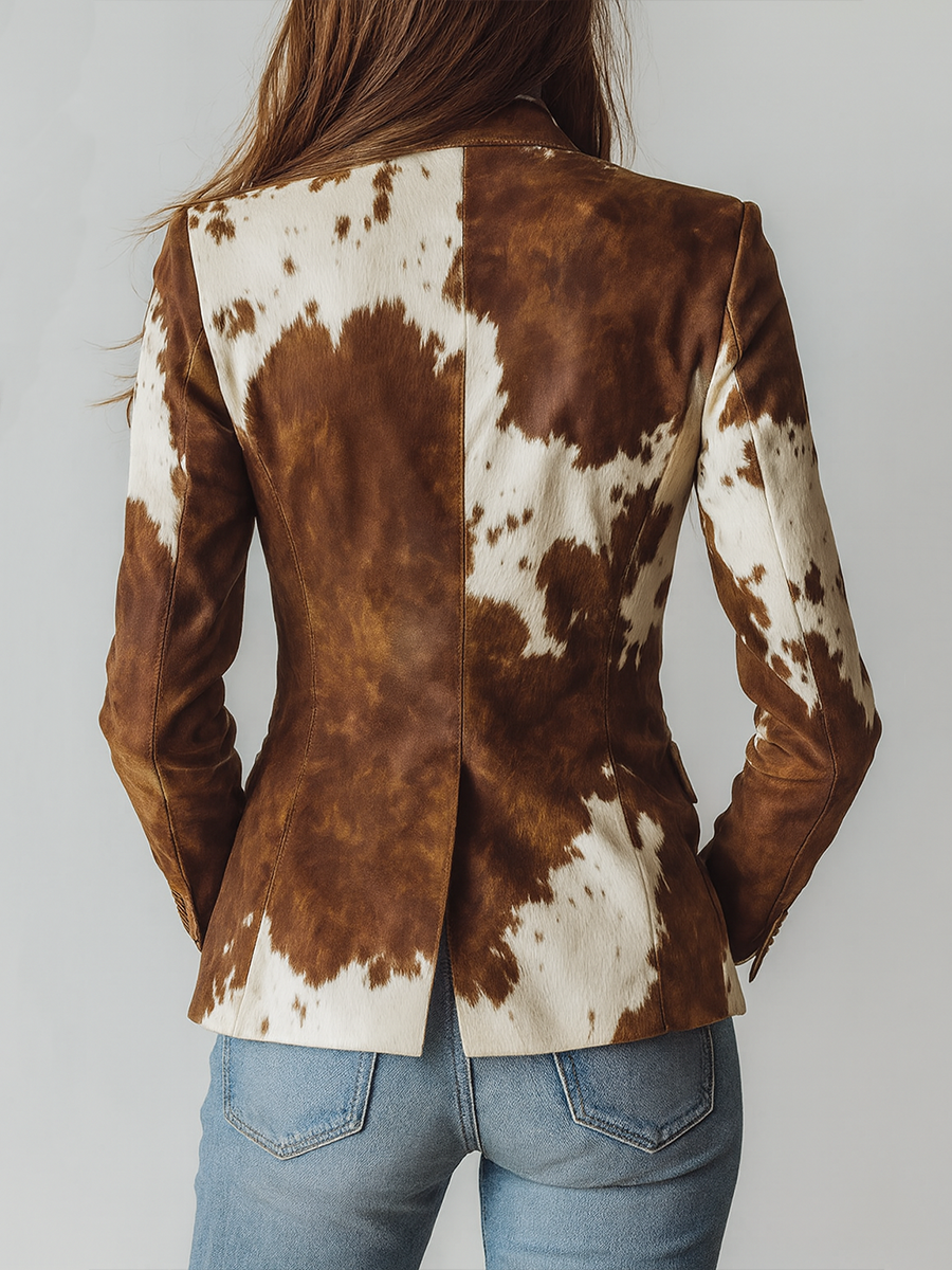 Agata | Blazer Vintage con Estampado de Vaca