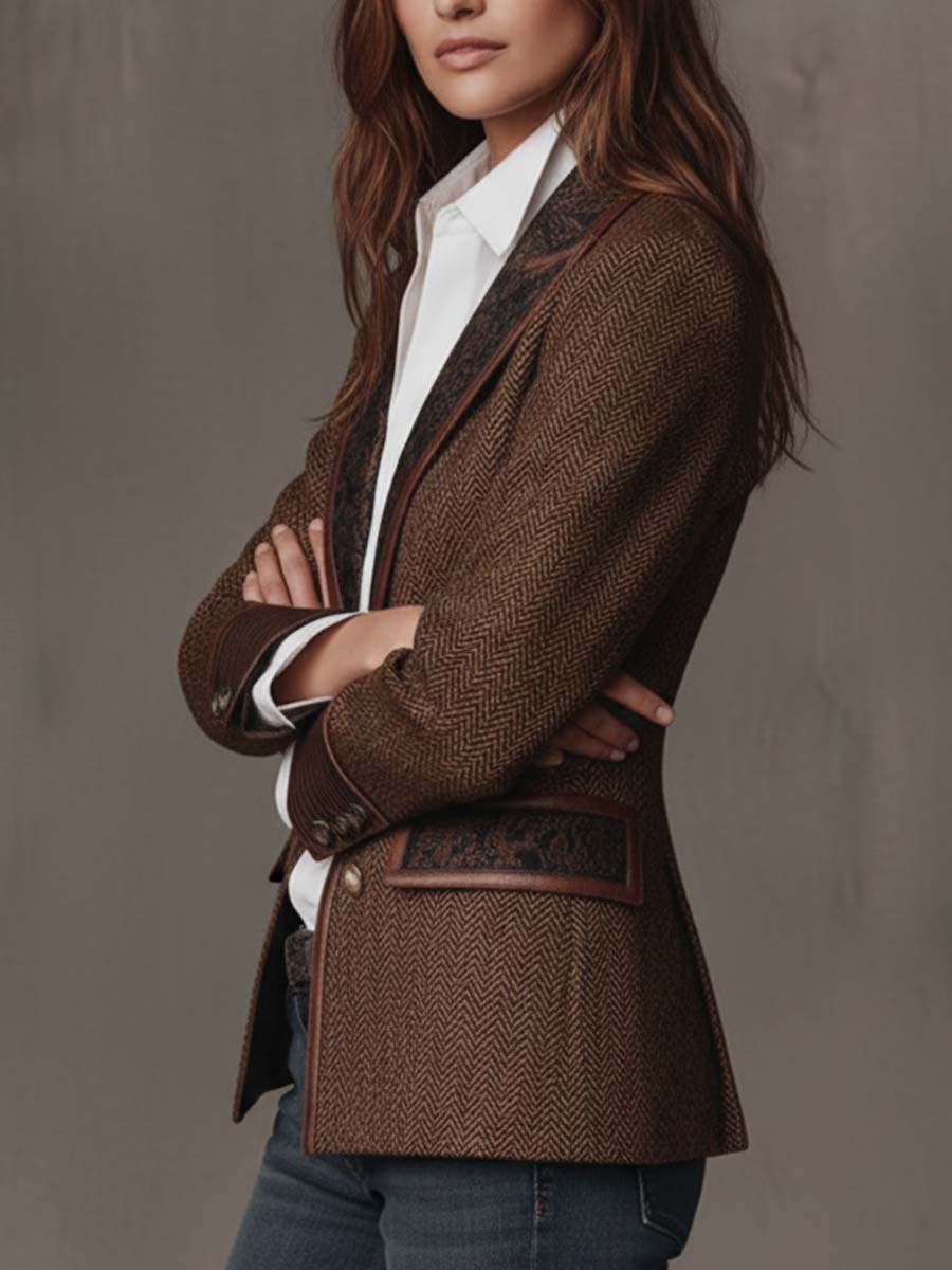 Gisela | Blazer con Paneles Estampados en Chevron