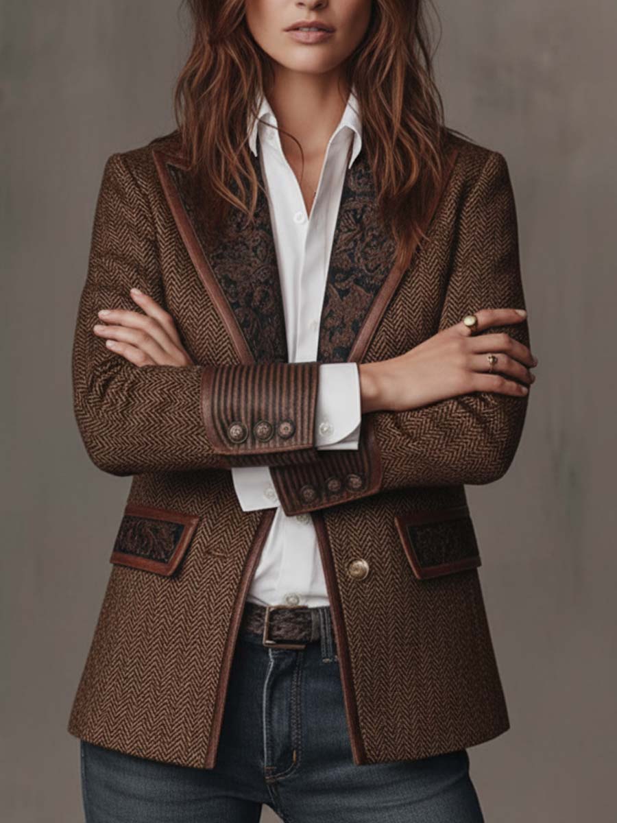 Gisela | Blazer con Paneles Estampados en Chevron