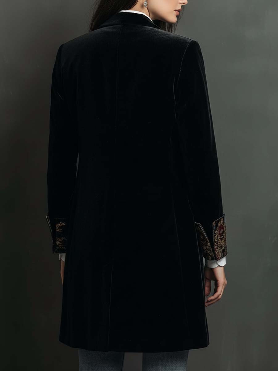 Leontina | Blazer Ajustado con Estampado Barroco Negro