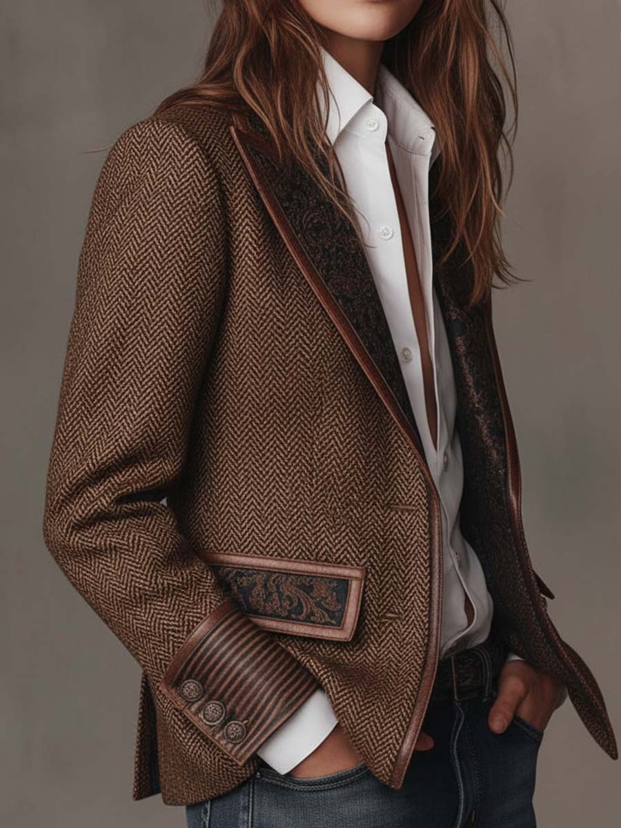 Gisela | Blazer con Paneles Estampados en Chevron