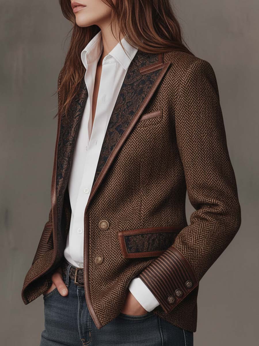 Gisela | Blazer con Paneles Estampados en Chevron
