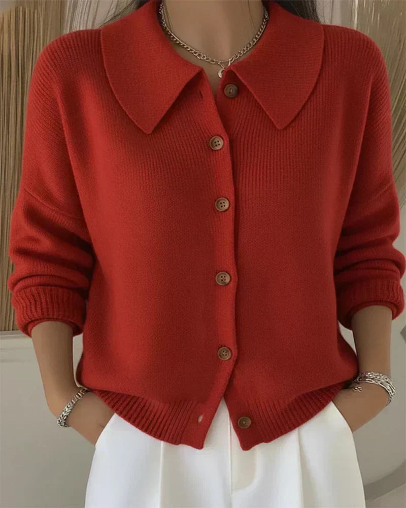 Chaqueta de Punto con Cuello Camisero