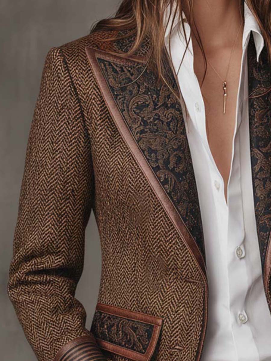 Gisela | Blazer con Paneles Estampados en Chevron