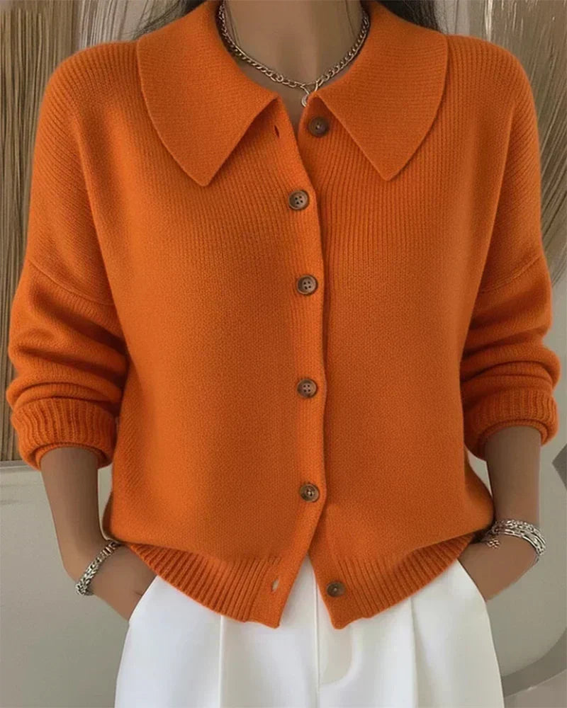 Chaqueta de Punto con Cuello Camisero