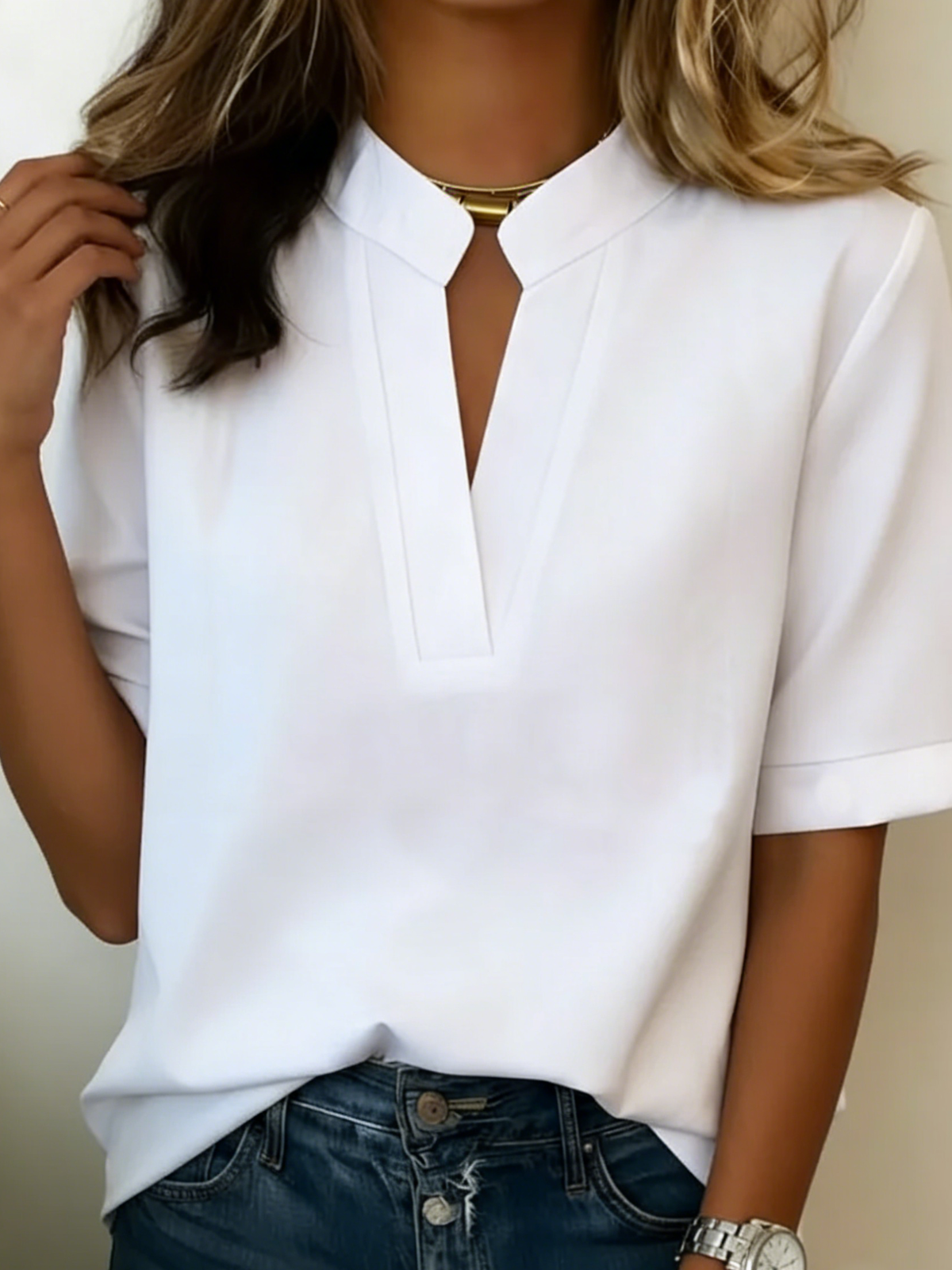 Blusa Chic de Cuello en V Fresca para el Verano