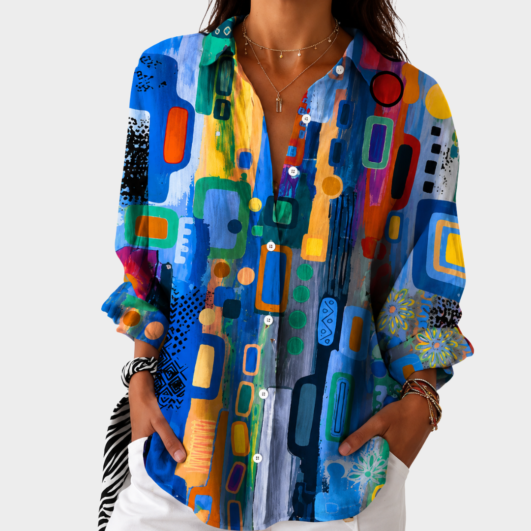 Ana María | Blusa Llamativa Mosaico Vibrante