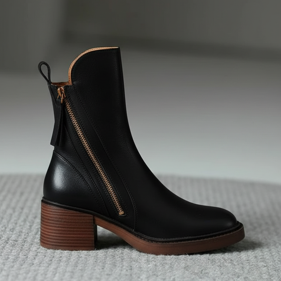 Penélope | Botas de piel con tacón cuadrado