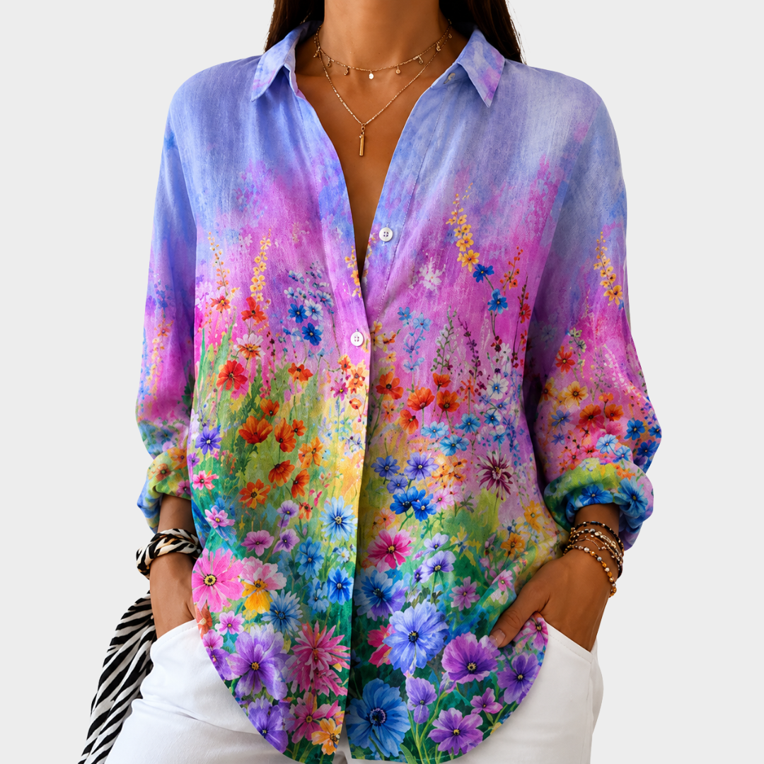 Leonor | Blusa Jardín de Flores Silvestres al Atardecer
