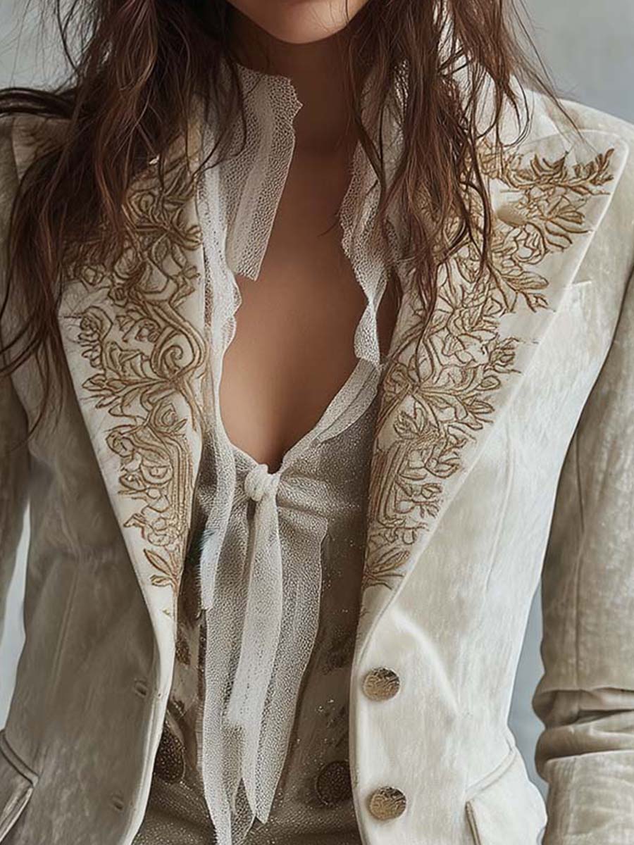Constance | Blazer Bordado Marfil de Traje