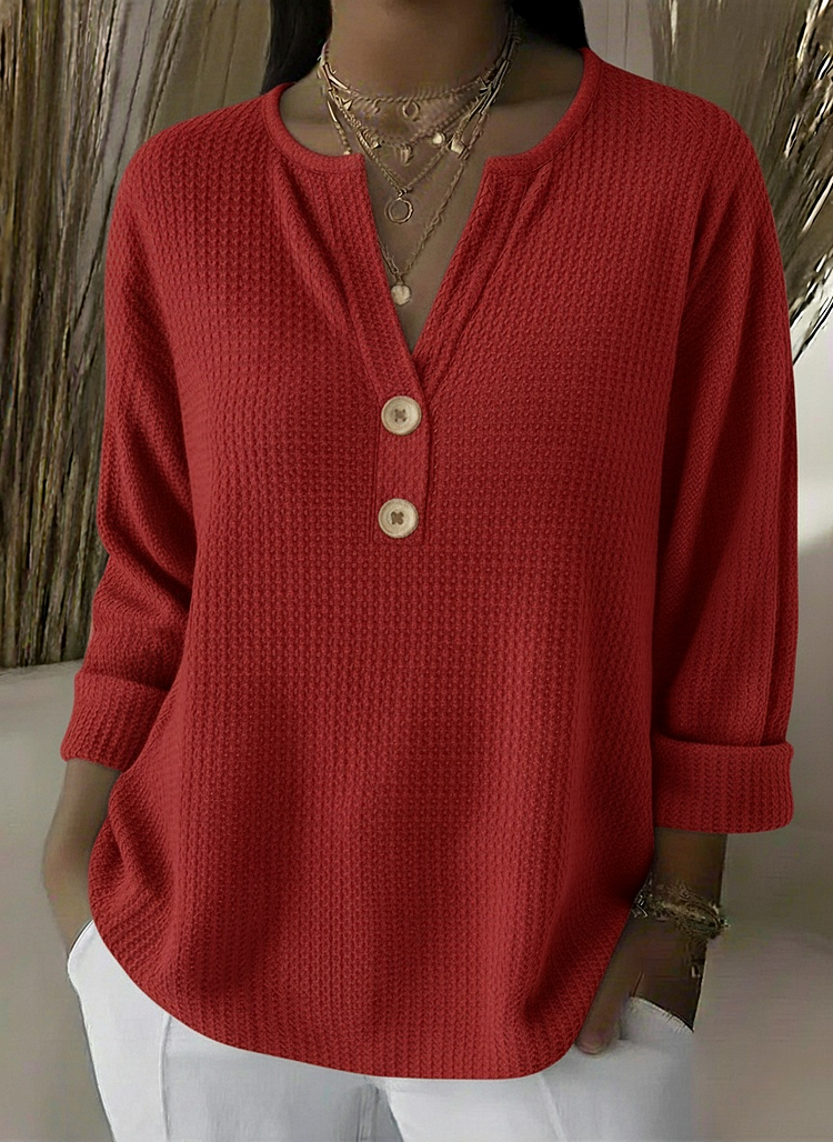 Camisa Henley Gofrada con Botones