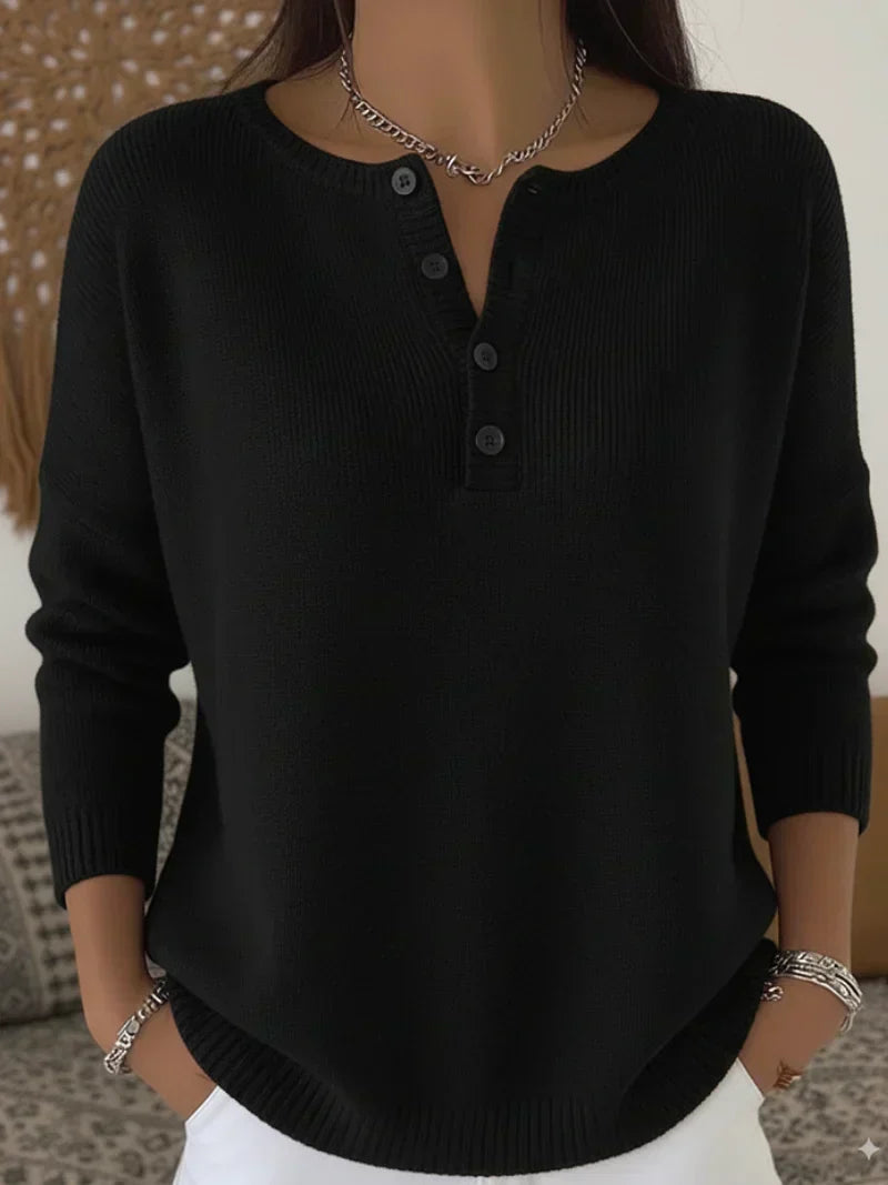 Jersey de Punto con Botones Henley