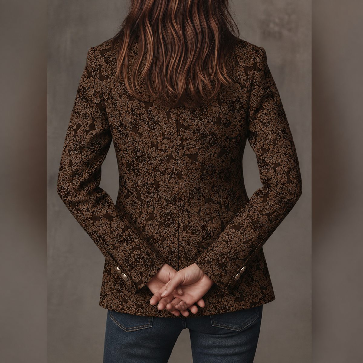 Estela | Blazer Ajustado Jacquard con Estampado Paisley
