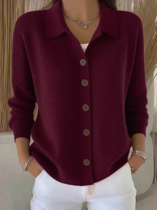 Chaqueta de Punto con Cuello y Botones