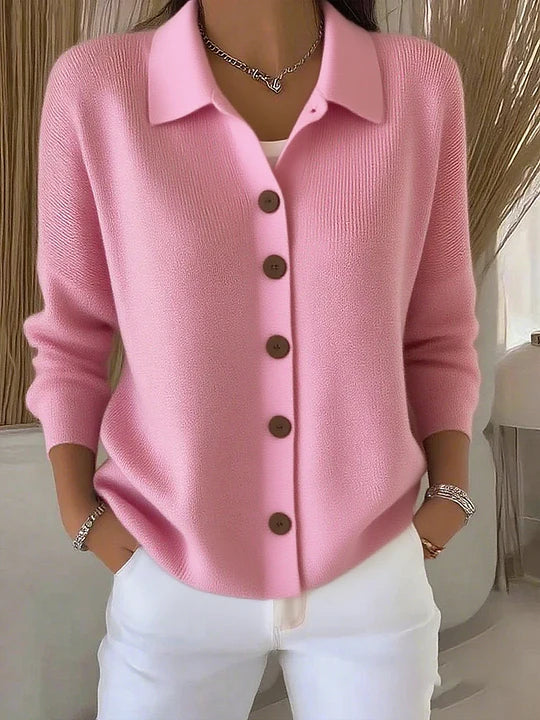 Chaqueta de Punto con Cuello y Botones