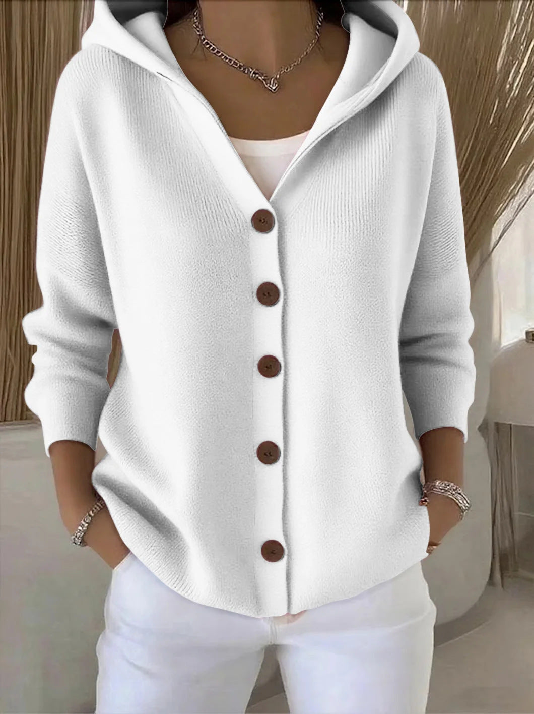 Chaqueta de Punto con Capucha