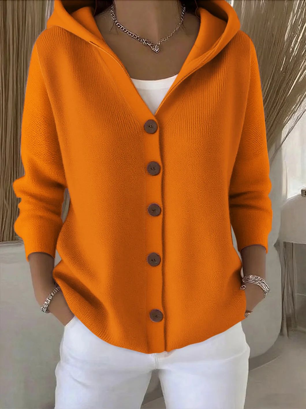 Chaqueta de Punto con Capucha