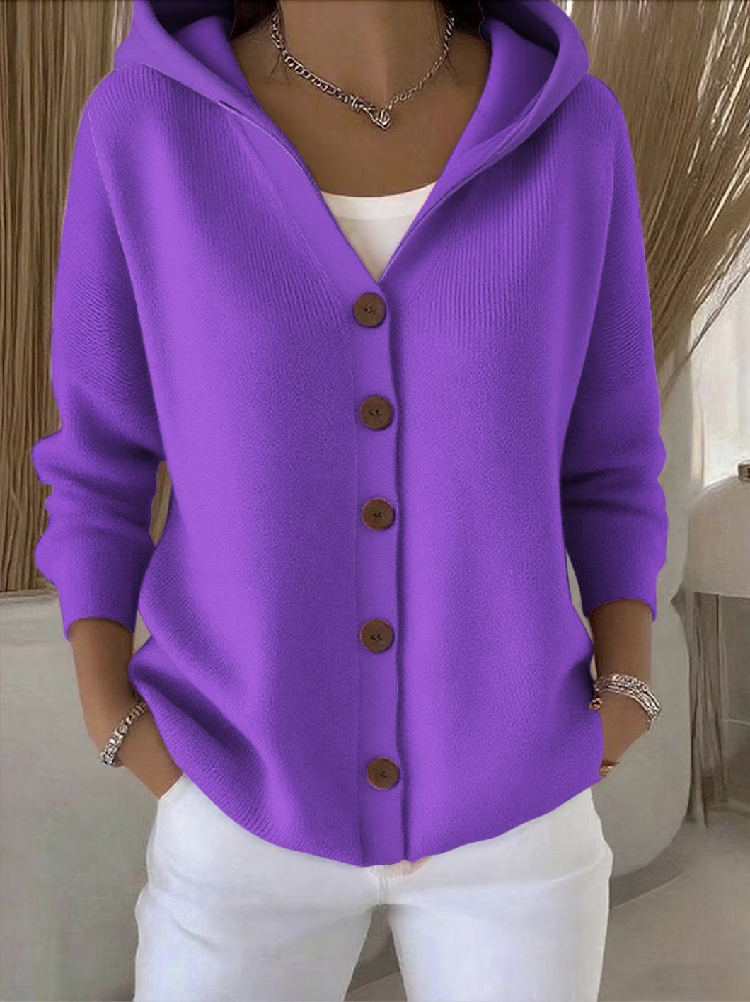Chaqueta de Punto con Capucha