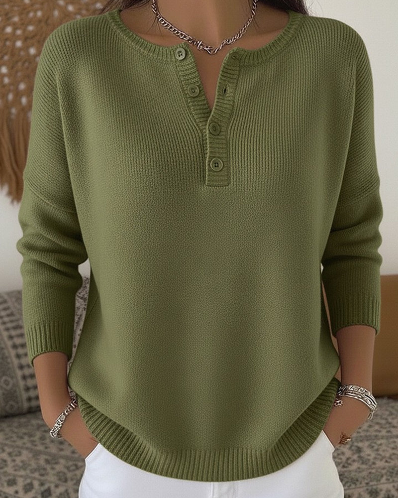 Jersey de Punto con Botones Henley