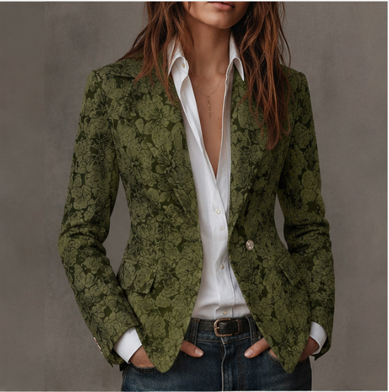 Estela | Blazer Ajustado Jacquard con Estampado Paisley