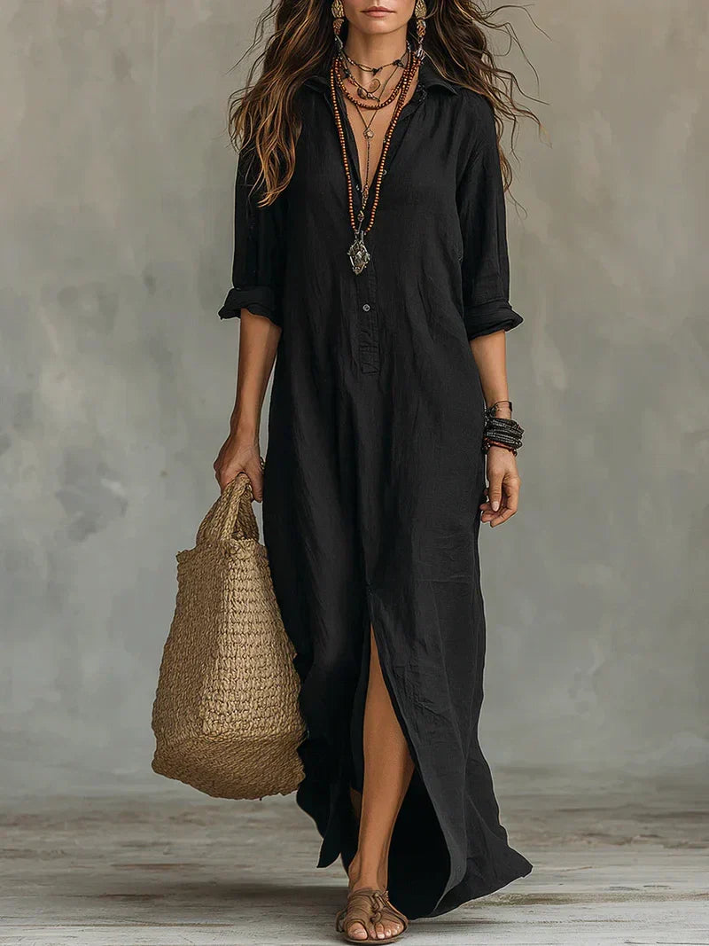 Sheila | Vestido maxi con silueta favorecedora versátil para el día a día