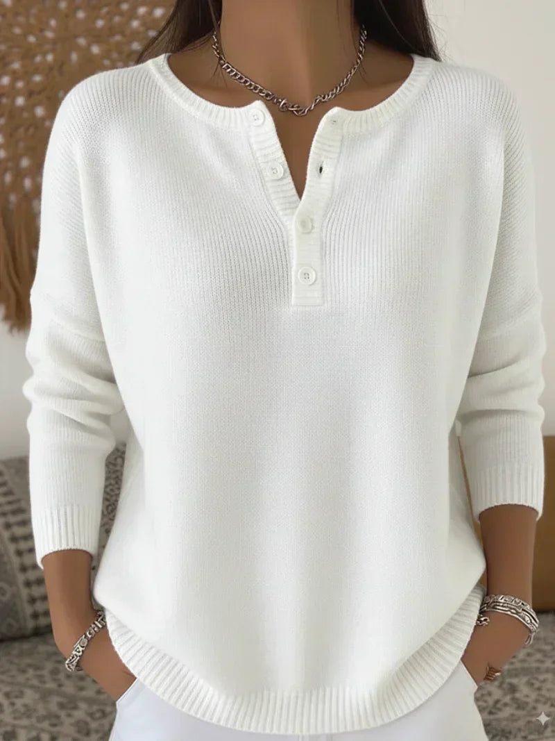 Jersey de Punto con Botones Henley