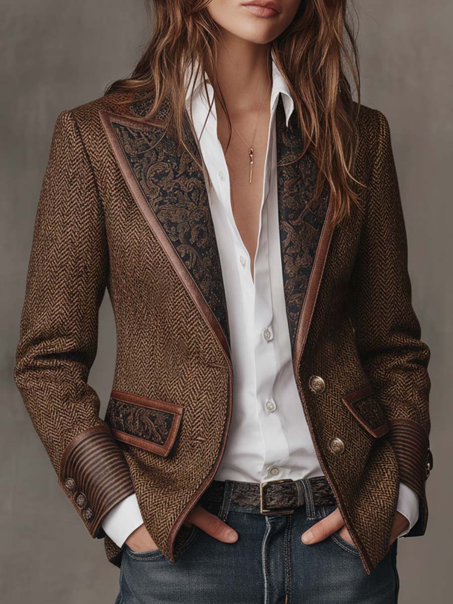 Gisela | Blazer con Paneles Estampados en Chevron