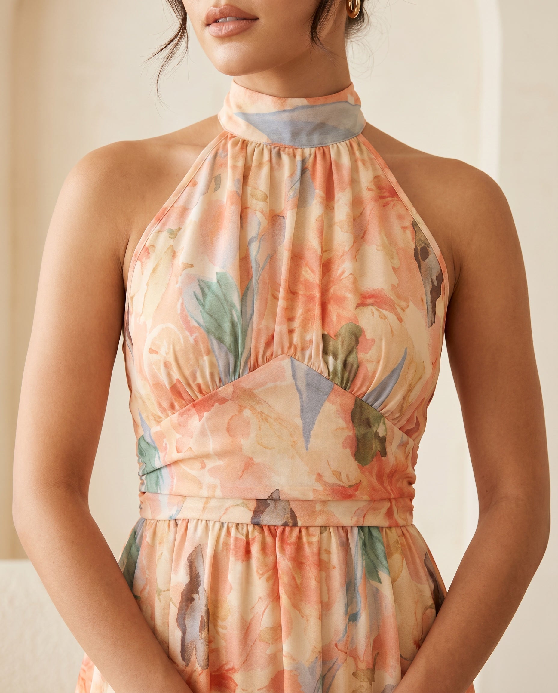 Sofía | Elegante vestido con estampado floral acuarela