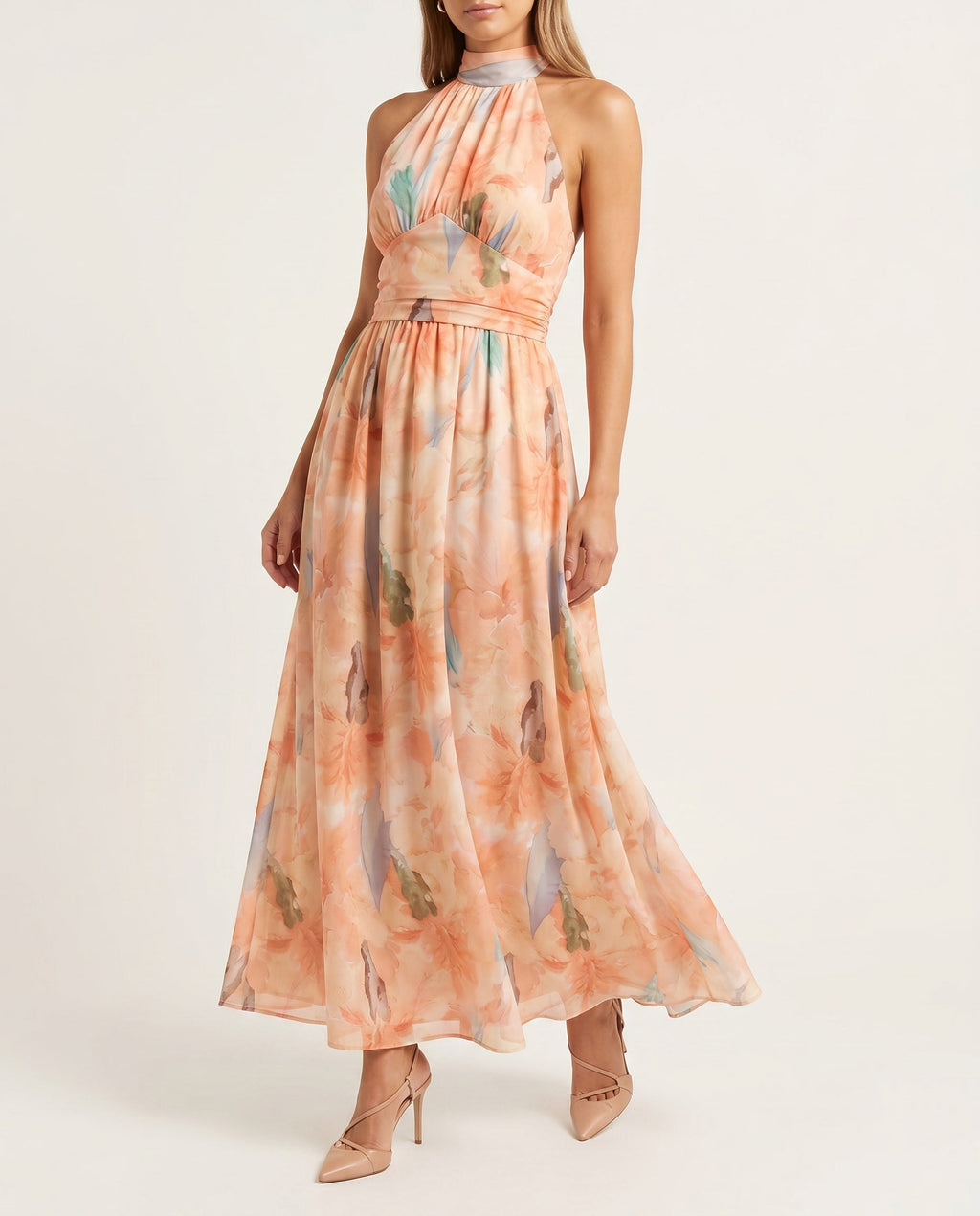 Sofía | Elegante vestido con estampado floral acuarela