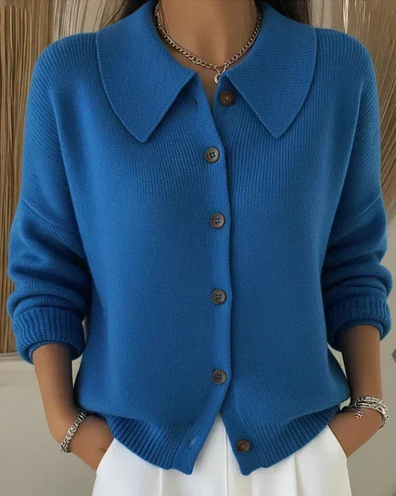 Chaqueta de Punto con Cuello Camisero