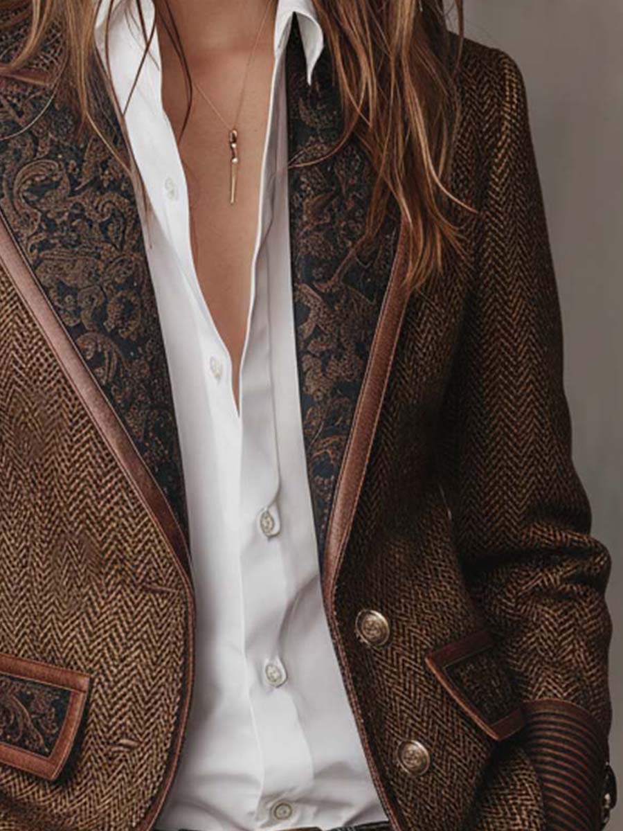 Gisela | Blazer con Paneles Estampados en Chevron