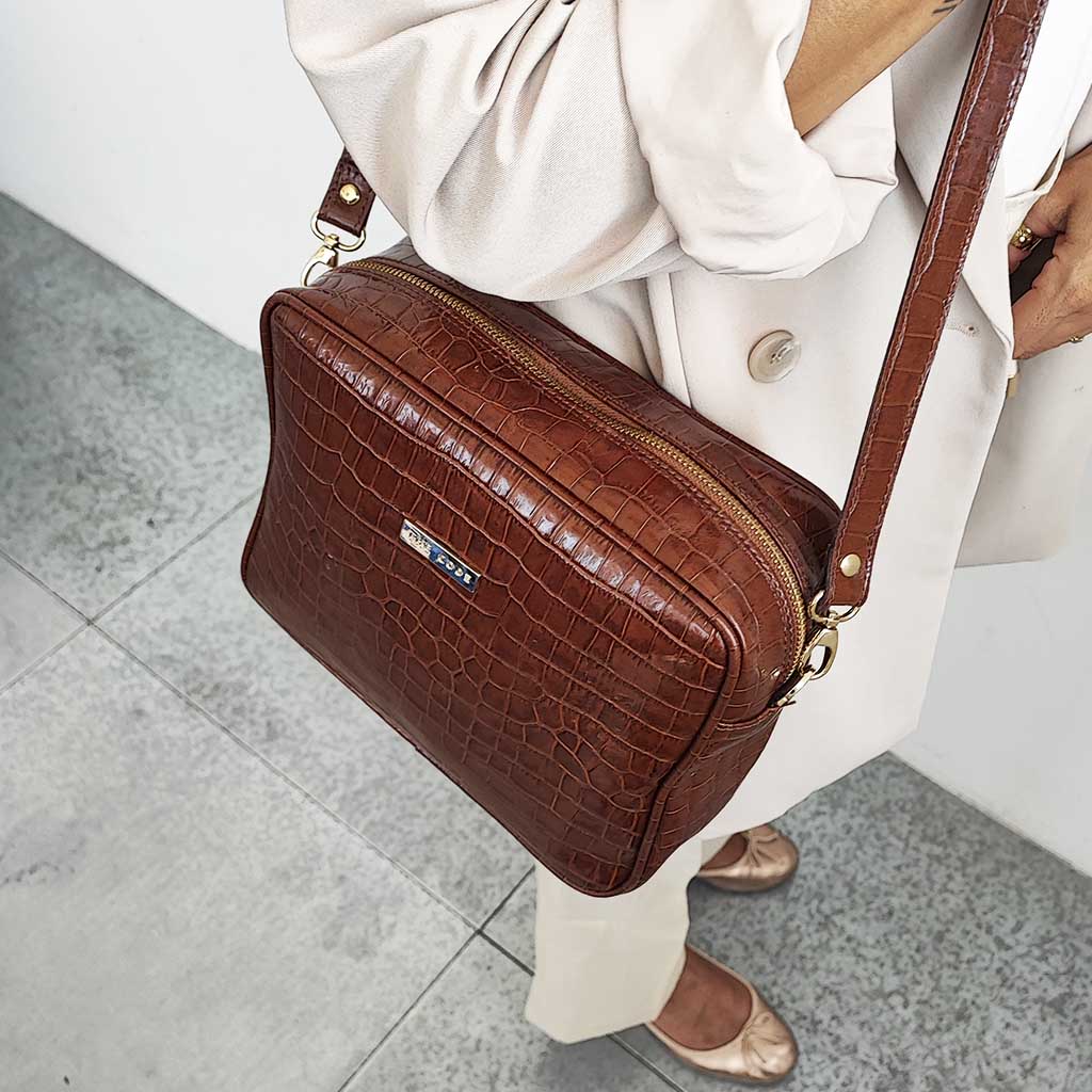Bandolera marrón praliné