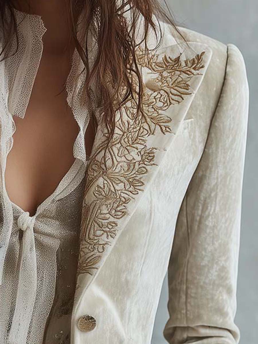 Constance | Blazer Bordado Marfil de Traje