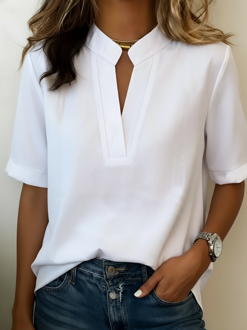 Blusa Chic de Cuello en V Fresca para el Verano