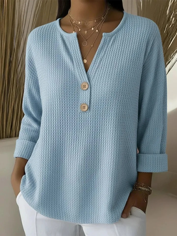 Camisa Henley Gofrada con Botones