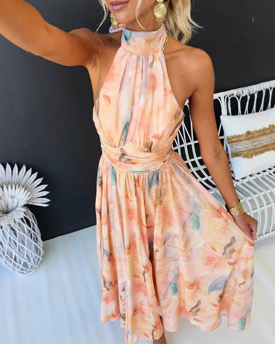 Sofía | Elegante vestido con estampado floral acuarela