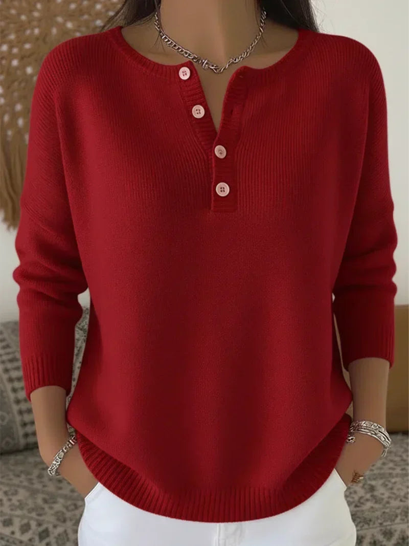 Jersey de Punto con Botones Henley