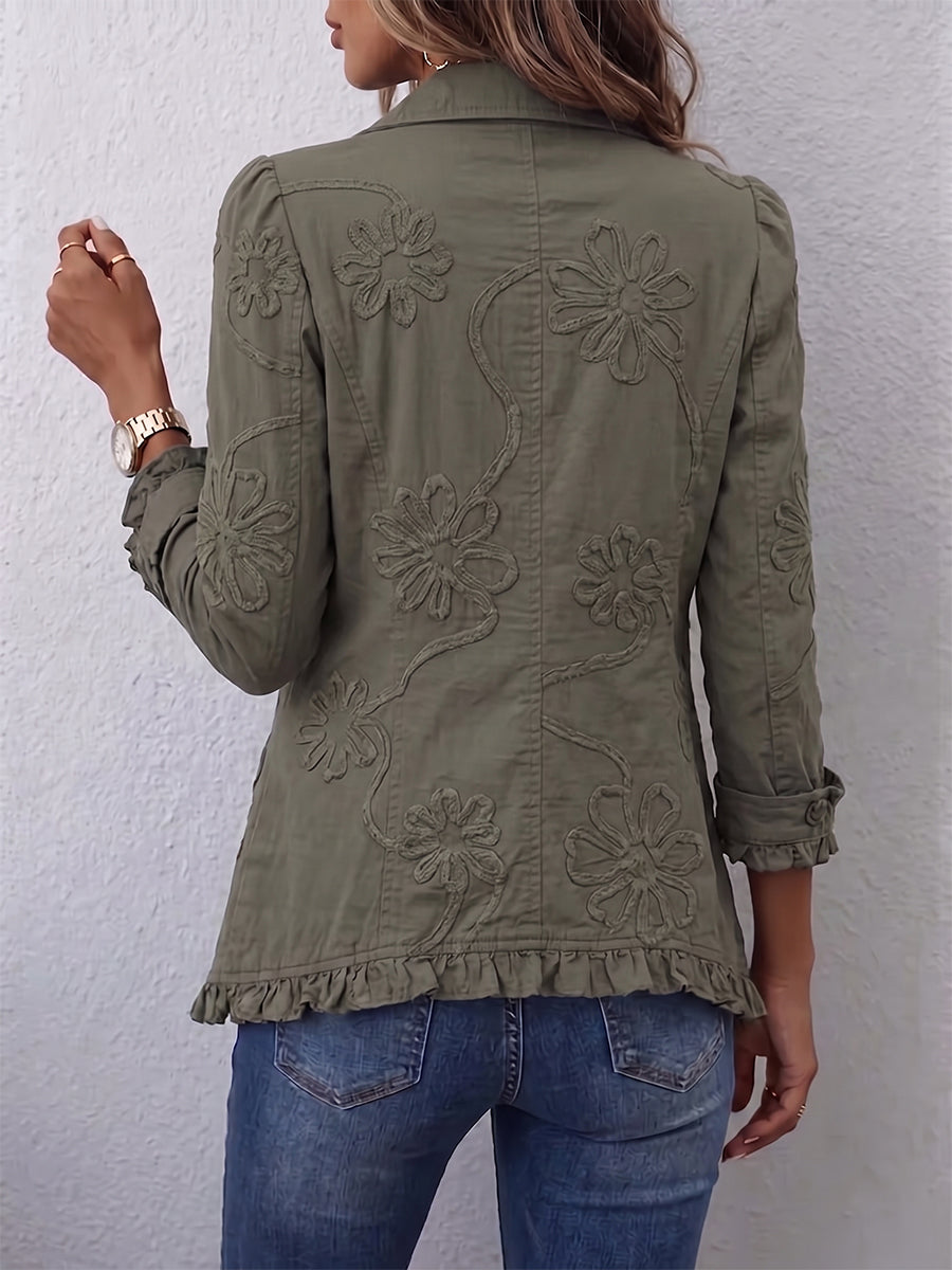 Faustina | Chaqueta Utilitaria Bordada Floral Bohemia