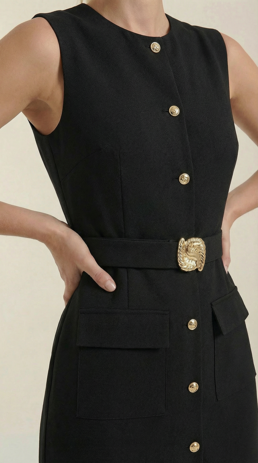 Vestido Midi Arlene con Detalles de Botones