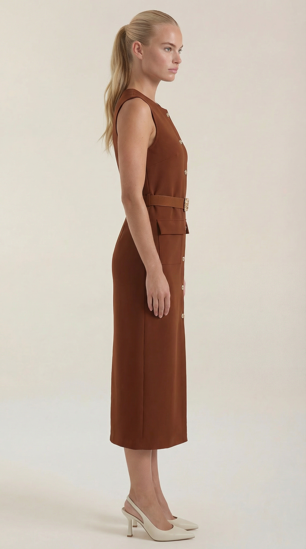 Vestido Midi Arlene con Detalles de Botones