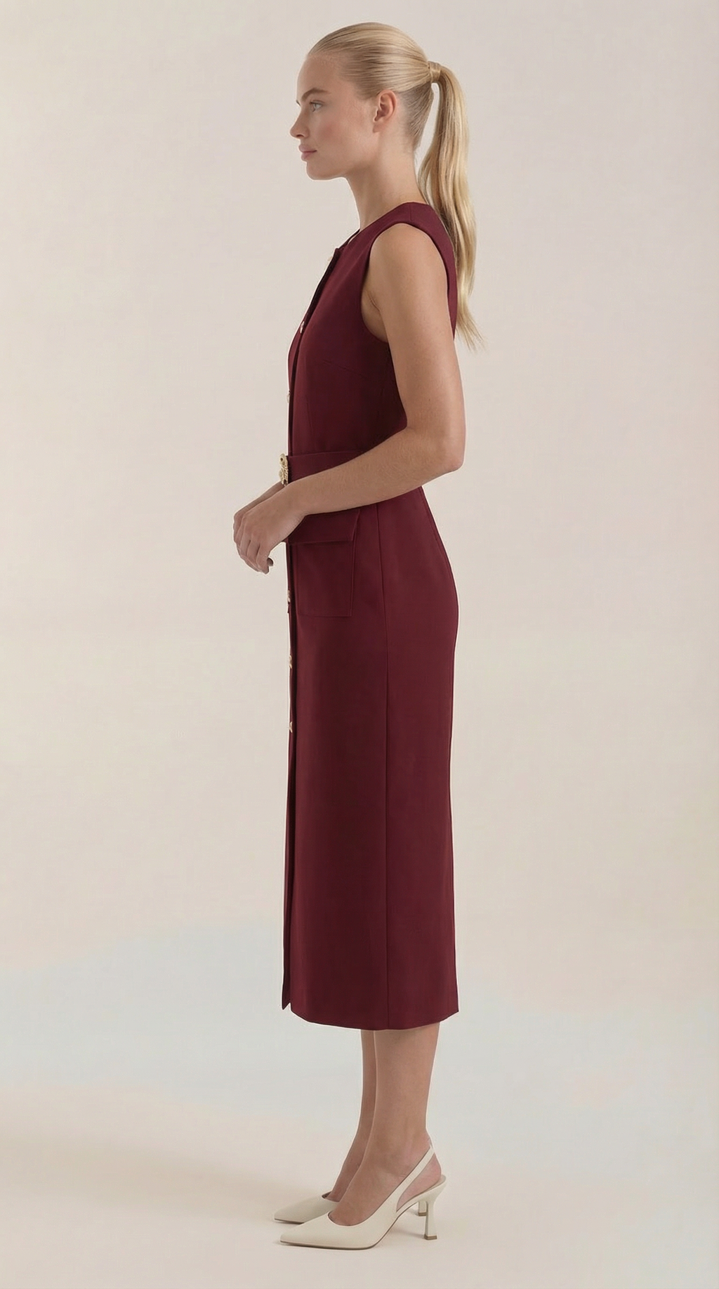 Vestido Midi Arlene con Detalles de Botones