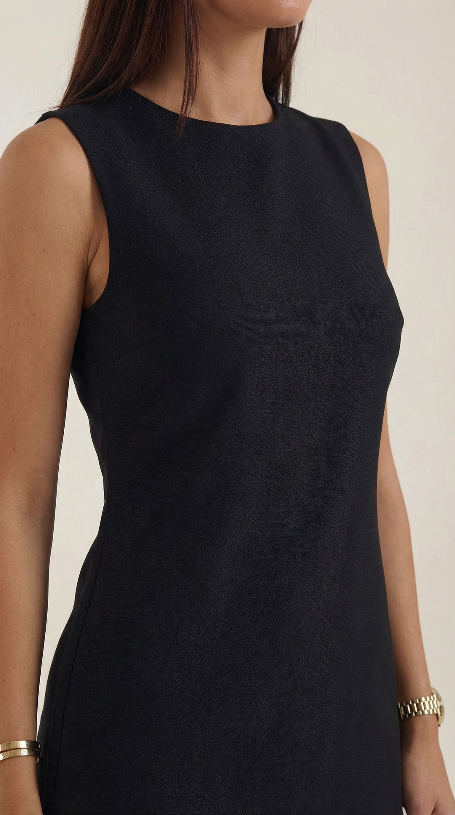 Céline Vestido Mini Sin Mangas con Corte A
