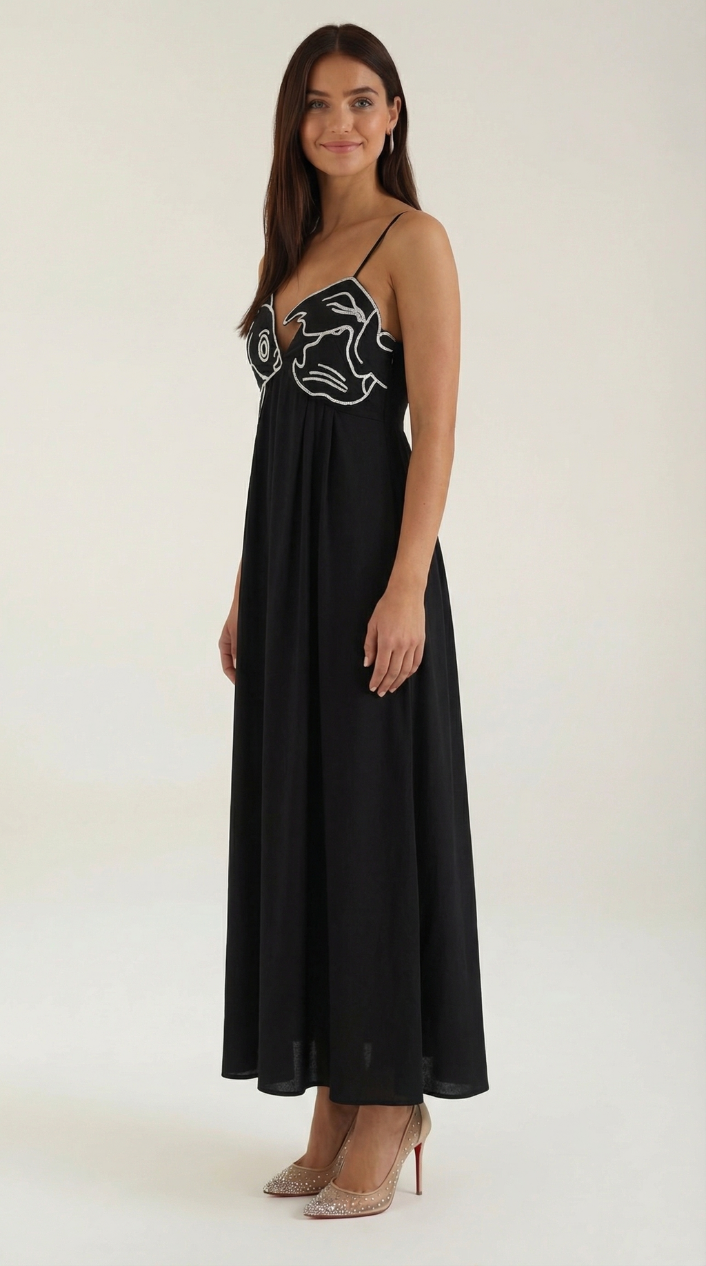 Vestido largo bordado Deborah