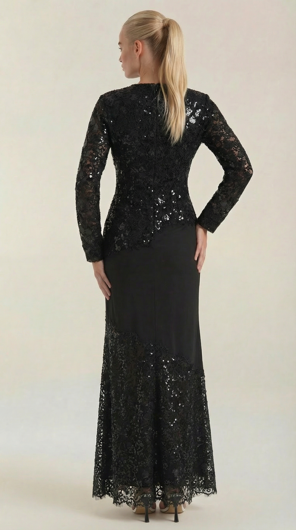 Vestido Maxi Elise con Lentejuelas y Encaje