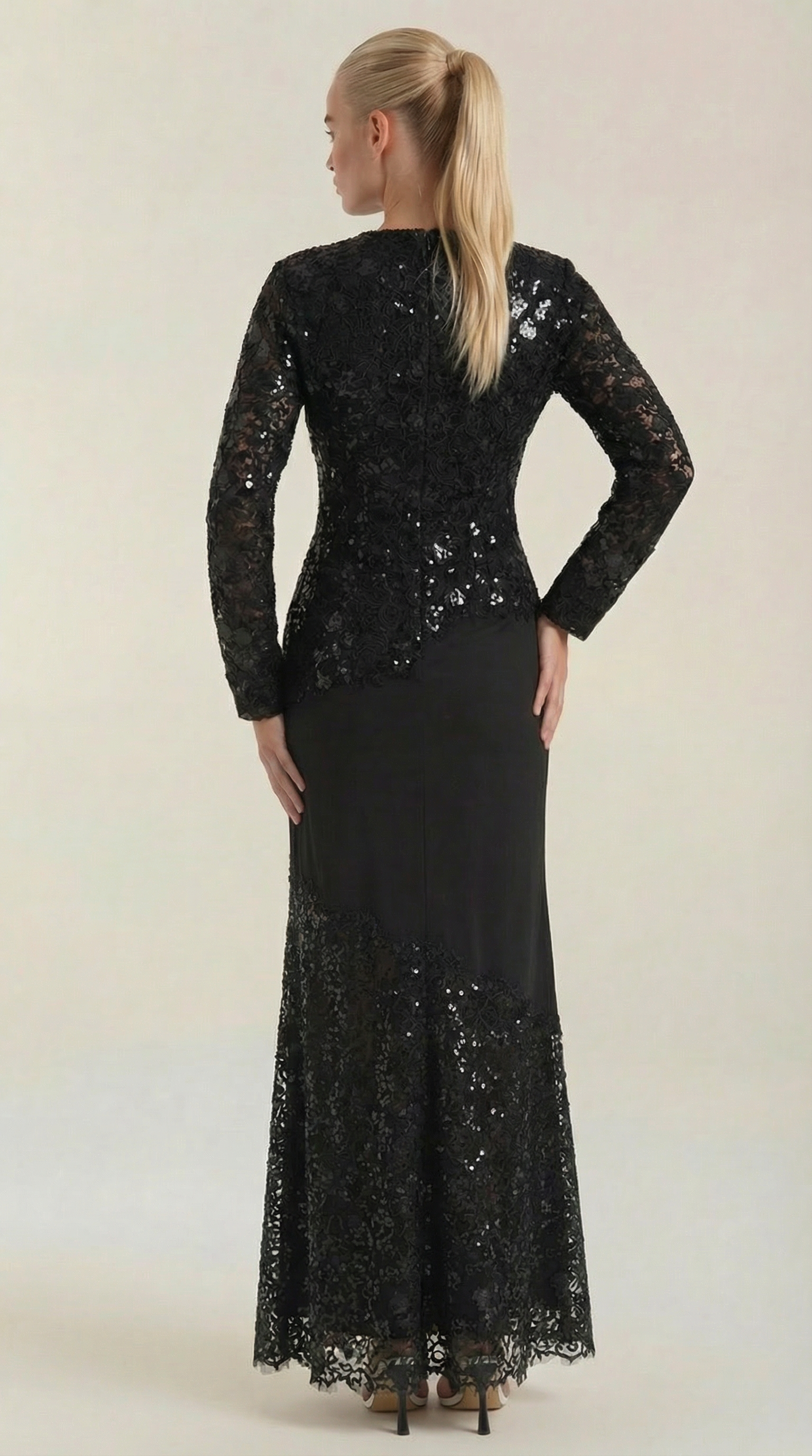 Vestido Maxi Elise con Lentejuelas y Encaje