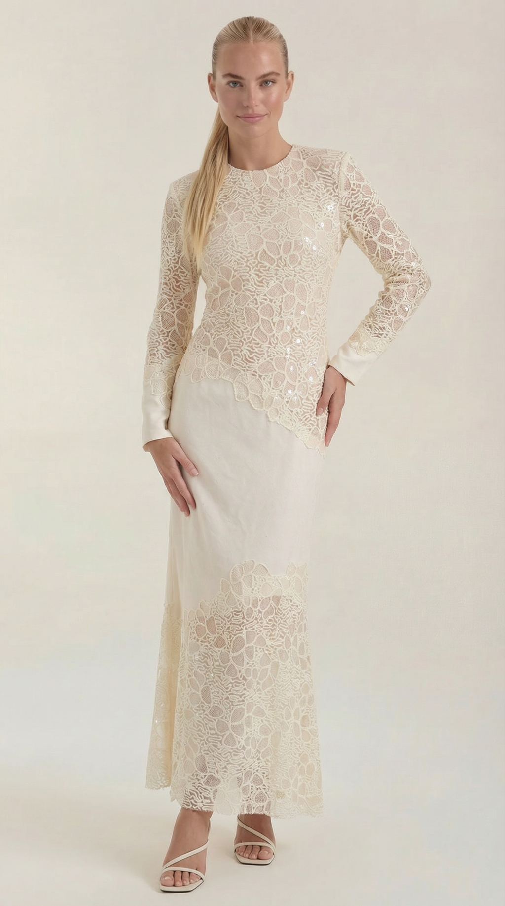 Vestido Maxi Elise con Lentejuelas y Encaje