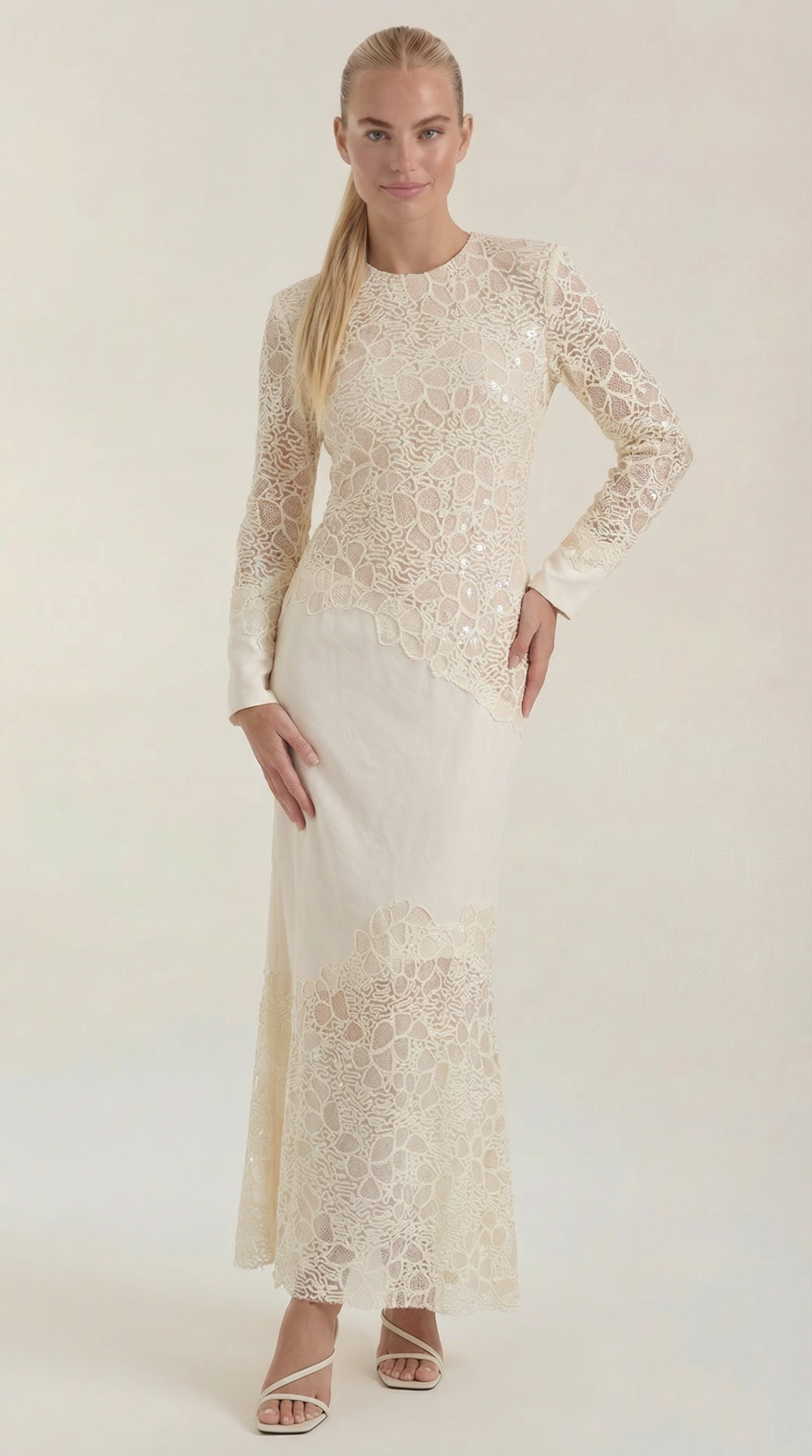 Vestido Maxi Elise con Lentejuelas y Encaje