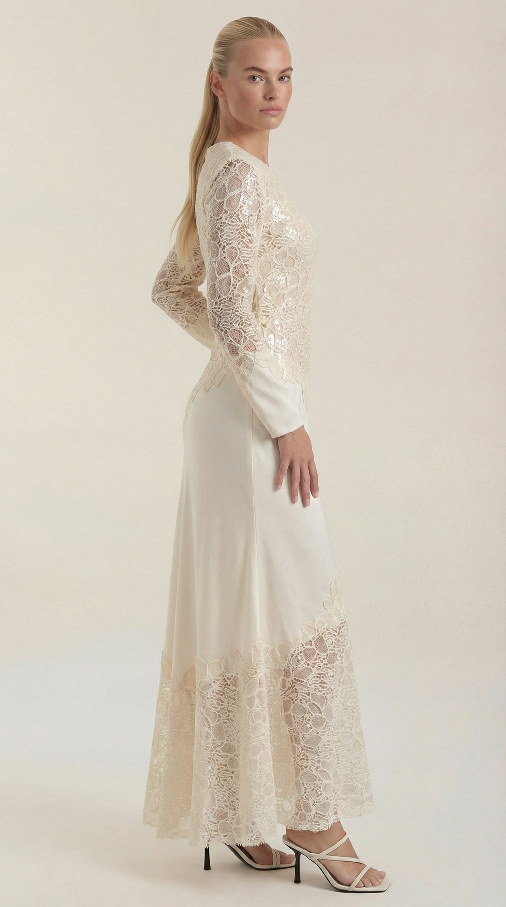 Vestido Maxi Elise con Lentejuelas y Encaje