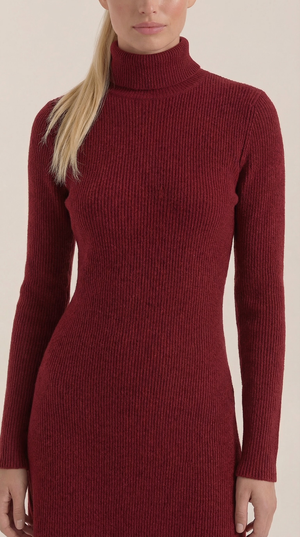 Mini Vestido de Punto con Cuello Alto Geneva