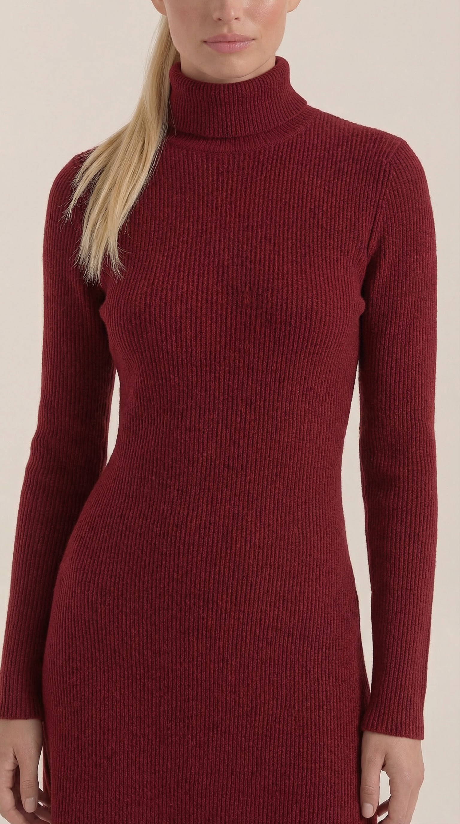 Mini Vestido de Punto con Cuello Alto Geneva